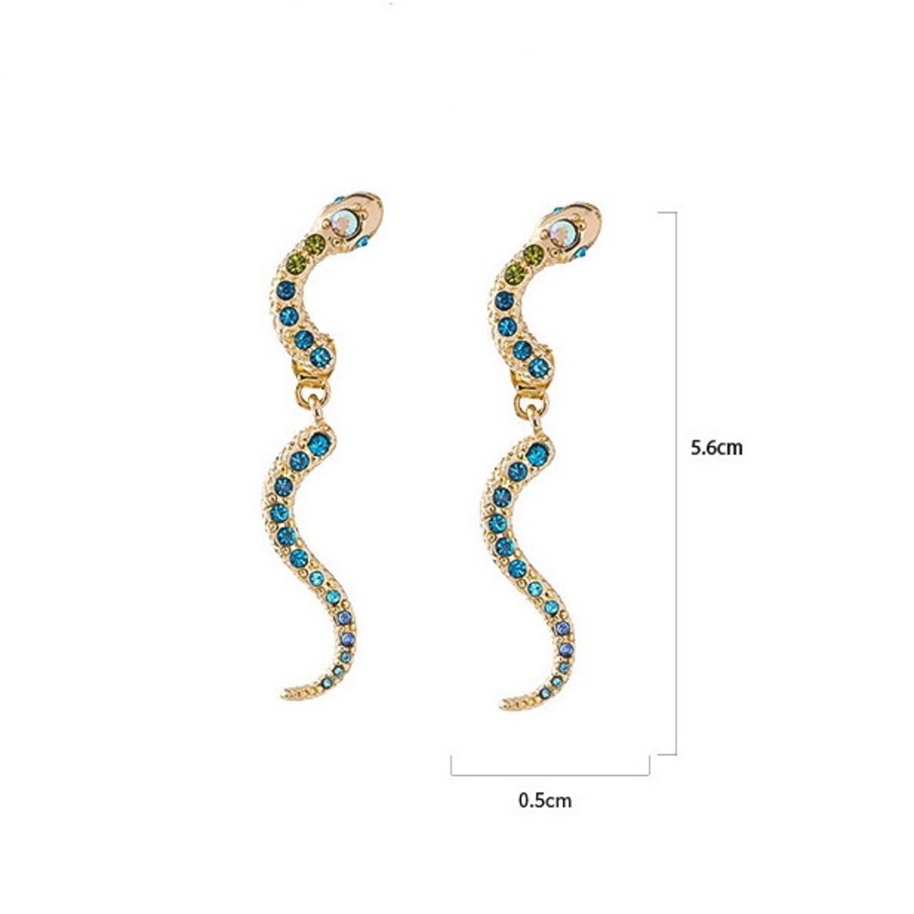 Gold Multi-Colored Crystal Serpent Earring Jackets - Picture 7 of 8